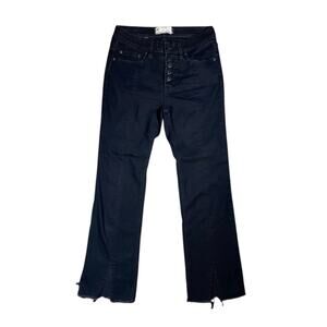 Free People Midnight Cropped V Cut Distressed Jeans - 25